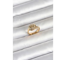 316L Çelik Gold Renk Zirkon Taşlı Kalp Model Kadın Yüzük - TJ-BYK4169