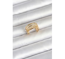 316L Çelik Gold Renk Zincirli Vintage Model Kadın Yüzük - TJ-BYK4170