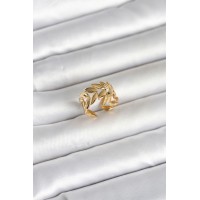 316L Çelik Gold Renk Başak Figür Kadın Yüzük TJ-BYK4174