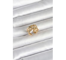 316L Çelik Gold Renk Başak Figür Kadın Yüzük - TJ-BYK4174