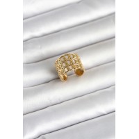 316L Çelik Gold Renk Zincir Model Kadın Yüzük TJ-BYK4177