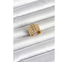 316L Çelik Gold Renk Zincir Model Kadın Yüzük - TJ-BYK4177