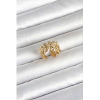 316L Çelik Gold Renk Başak Form Kadın Yüzük TJ-BYK4178