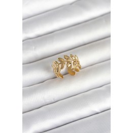 316L Çelik Gold Renk Başak Form Kadın Yüzük TJ-BYK4178