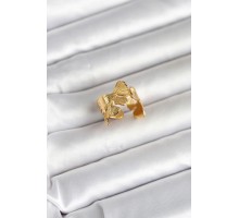 316L Çelik Gold Renk Lotus Model Kadın Yüzük - TJ-BYK4179