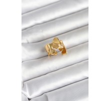 316L Çelik Gold Renk Lotus Model Kadın Yüzük - TJ-BYK4179