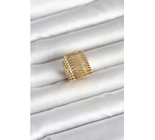 316L Çelik Gold Renk Plaka Model Kadın Yüzük - TJ-BYK4181
