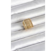 316L Çelik Gold Renk Plaka Model Kadın Yüzük - TJ-BYK4181