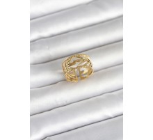 316L Çelik Gold Renk Başak Model Kadın Yüzük - TJ-BYK4182