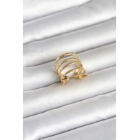 316L Çelik Gold Renk Sıralı Model Kadın Yüzük TJ-BYK4183