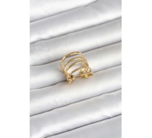 316L Çelik Gold Renk Sıralı Model Kadın Yüzük - TJ-BYK4183