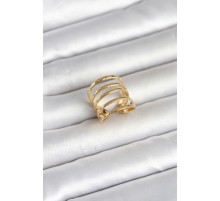 316L Çelik Gold Renk Sıralı Model Kadın Yüzük - TJ-BYK4183
