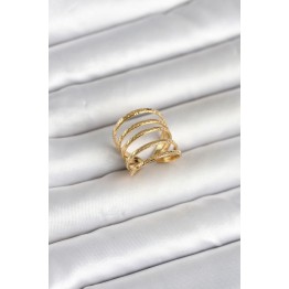 316L Çelik Gold Renk Sıralı Model Kadın Yüzük TJ-BYK4183