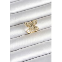 Pirinç Gold Renk Füsun Kelebek Model Kadın Yüzük TJ-BYK4184