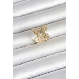 Pirinç Gold Renk Füsun Kelebek Model Kadın Yüzük TJ-BYK4184