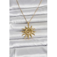 316L Çelik Gold Renk Bohem Güneş Model Kadın Kolye TJ-BKO11047