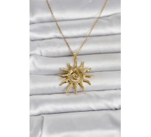 316L Çelik Gold Renk Bohem Güneş Model Kadın Kolye - TJ-BKO11047