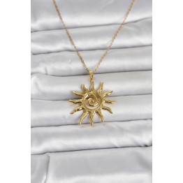 316L Çelik Gold Renk Bohem Güneş Model Kadın Kolye TJ-BKO11047