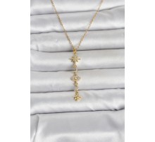 316L Çelik Gold Renk Kutup Yıldızı Y Model Zirkon Taşlı Kadın Kolye - TJ-BKO11049
