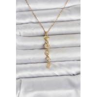 316L Çelik Gold Renk Deniz Temalı Y Model Zirkon Taşlı Kadın Kolye TJ-BKO11051