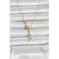 316L Çelik Gold Renk Zirkon Taşlı Y Kadın Kolye TJ-BKO11053