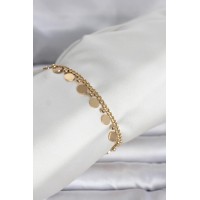 316L Çelik Gold Renk Pullu Model Kadın Bileklik TJ-BB8383