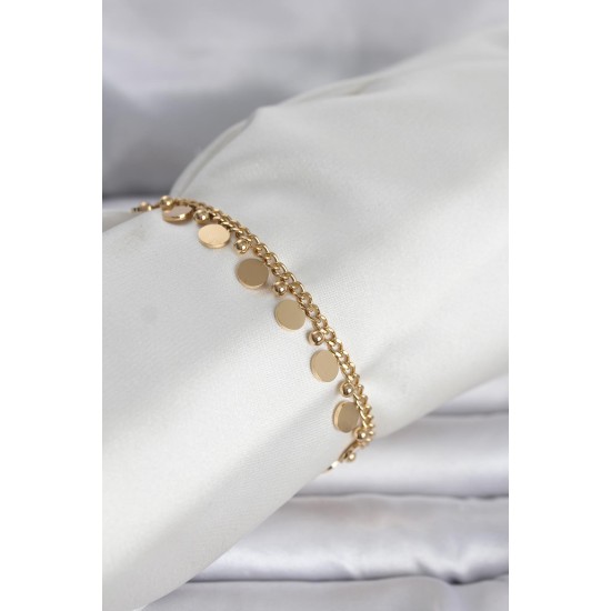 316L Çelik Gold Renk Pullu Model Kadın Bileklik - TJ-BB8383