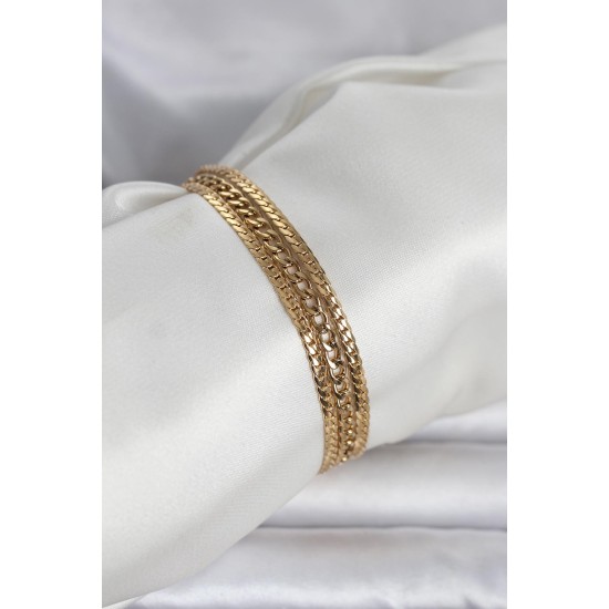 316L Çelik Gold Renk 3'lü Kadın Bileklik - TJ-BB8384