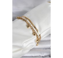 316L Çelik Gold Renk Dorika ve İtalyan Zincirli Model Kadın Bileklik - TJ-BB8386