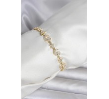 Pirinç Gold Renk Zirkon Taşlı Ay ve Yıldız Model Kadın Bileklik - TJ-BB8395
