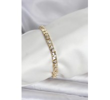 Pirinç Gold Renk Zirkon Taşlı Kadın Bileklik - TJ-BB8396