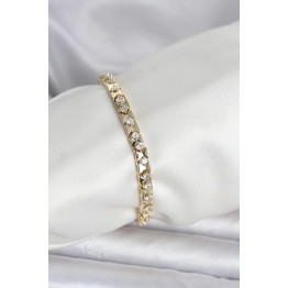 Pirinç Gold Renk Zirkon Taşlı Kadın Bileklik TJ-BB8396