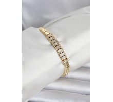 Pirinç Gold Renk Zirkon Taşlı Kadın Bileklik - TJ-BB8400