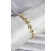 Pirinç Gold Renk Zirkon Taşlı Kadın Bileklik - TJ-BB8401