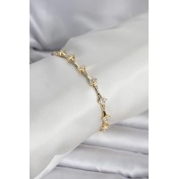 Pirinç Gold Renk Damla Model Zirkon Taşlı Kadın Bileklik TJ-BB8406