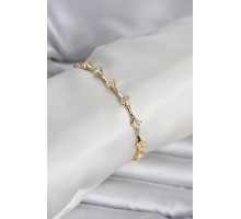Pirinç Gold Renk Damla Model Zirkon Taşlı Kadın Bileklik - TJ-BB8406