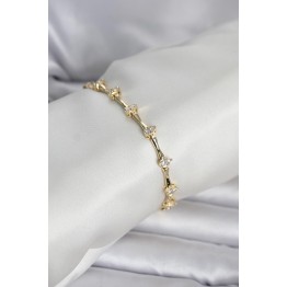 Pirinç Gold Renk Damla Model Zirkon Taşlı Kadın Bileklik TJ-BB8406