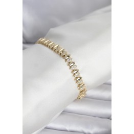 Pirinç Gold Renk Arpa Model Kadın Bileklik TJ-BB8408