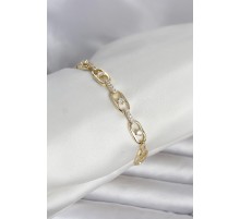 Pirinç Gold Renk Zirkon Taşlı Kadın Bileklik - TJ-BB8409