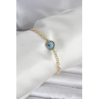 Pirinç Gold Renk Nazar Model Kadın Bileklik TJ-BB8421