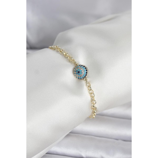 Pirinç Gold Renk Nazar Model Kadın Bileklik - TJ-BB8421