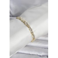 Pirinç Gold Renk Petek Model Zirkon Taşlı Kadın Bileklik TJ-BB8429