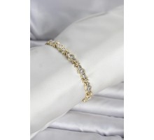 Pirinç Gold Renk Petek Model Zirkon Taşlı Kadın Bileklik - TJ-BB8429