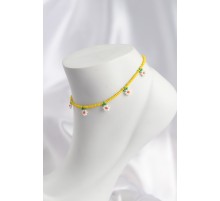 Sarı Renk Boncuklu Papatya Motifli Halhal - TJ-HH1666