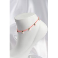 Pembe Renk Boncuklu Papatya Motifli Halhal TJ-HH1668