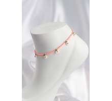Pembe Renk Boncuklu Papatya Motifli Halhal - TJ-HH1668