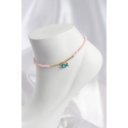 Pembe Renk Boncuklu Balık Figürlü Halhal TJ-HH1685