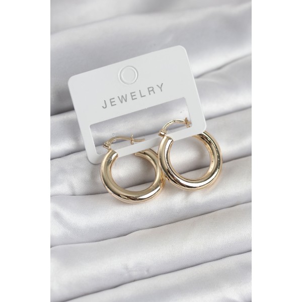 Gold Renk Pirinç Halka 25 mm Kadın Küpe - TJ-BKP11757