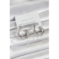 Gümüş Renk Pirinç Halka 25 mm Kadın Küpe TJ-BKP11758