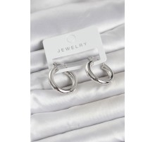 Gümüş Renk Pirinç Halka 25 mm Kadın Küpe - TJ-BKP11758